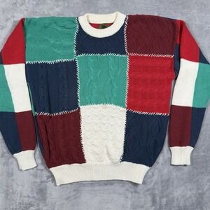 Vintage Boston Traders Cable Knit Fisherman Sweater Chunky Knit Crewneck Large